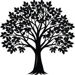 Obraz premium Stylized eucalyptus tree silhouette with organic leafy branches and natural forms