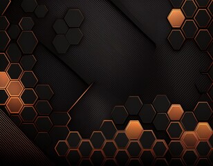 abstract black background with hexagon pattern abstract futuristic dark for presentation banner or social media abstract technology design with black and copper color design modern writing space
