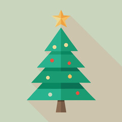 Minimalist christmas pine tree design with festive colors and classic fonts