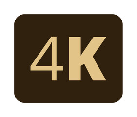4k resolution display icon in brown and gold color scheme.