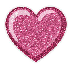 Pink glitter heart sticker graphic design for valentine's day love and romantic concepts