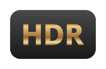 Hdr gold text on dark background: high dynamic range icon symbol.