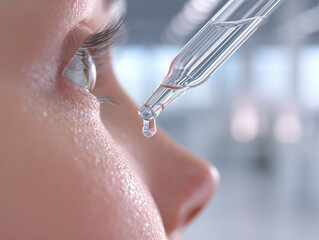 Close-Up of Eye Area with Dropper Applying Serum – Skincare Concept