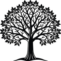 Obraz premium Monochromatic outline of a dense autumn forest with tall trees and foliage