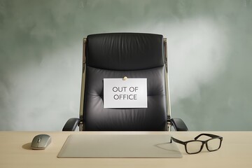 Out of office message on chair for vacation or absence