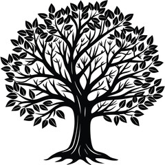 Obraz premium Monochromatic outline of a dense autumn forest with bare trees and a hint of seasonal foliage