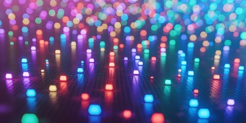 Abstract Digital Art of Glowing Geometric Shapes and Bokeh Lights, ai-generated