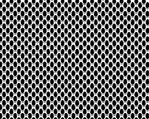 Seamless black and white abstract geometric pattern with repeating oval shapes