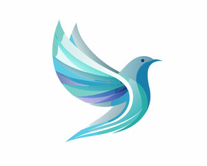 Abstract blue bird with flowing wings and gradient colors