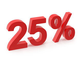 25 off red 3d number with percentage symbol