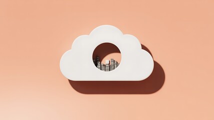 Cloud computing city skyline data storage network concept