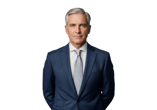 Senior Businessman Portrait Confident Executive Corporate Leader Formal Attire Business Professional Pinstripe Suit Leadership Management Success