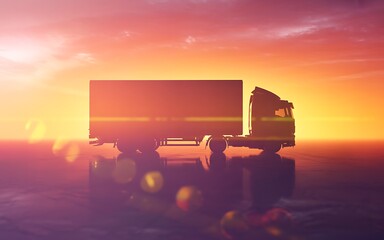 Large Truck Driving Through a Scenic Sunset Landscape, ai-generated