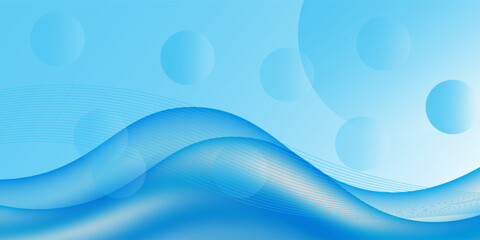 abstract wave background in blue and white with wavy lines. suitable for presentation, banner, poster, web, etc . vector illustration