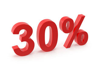 30 off red 3d number with percentage symbol
