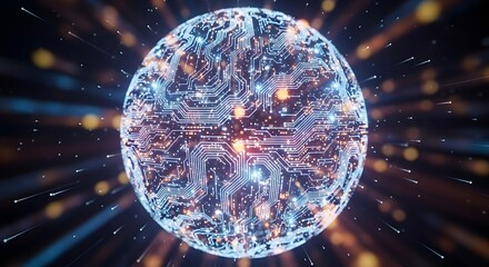Digi-Tech Globe Future Technology Visualization, Connectivity Sphere