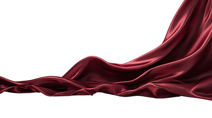 Deep burgundy silk drapery against transparent background