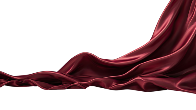 Deep burgundy silk drapery against transparent background - Powered by Adobe