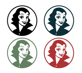 Vintage Vampiress Logo Badge Set with Color Variations