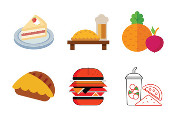 Delicious assortment of food and drink icons collection