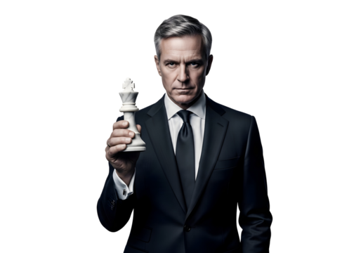 Strategic Business Leadership Concept Man Holding Chess King Piece Business Strategy Success Corporate Leadership Management Skill Negotiation Tactics