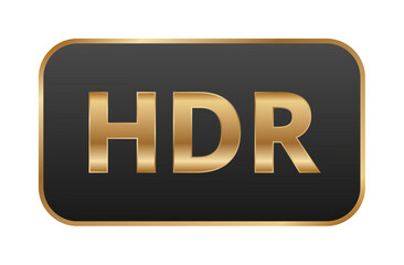 Hdr label in gold and black design.