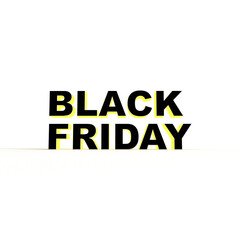 Black Friday Deals Text: Capturing the essence of consumer excitement, bold BLACK FRIDAY lettering, set against a clean, inviting backdrop, promises savings and special offers for savvy shoppers.