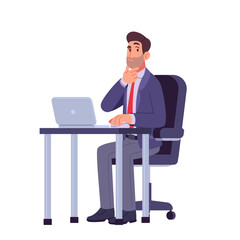 Thoughtful businessman thinking at office desk