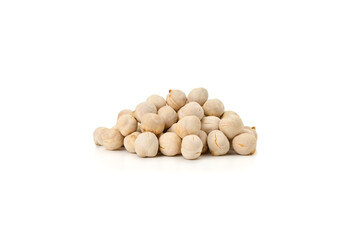 Heap of roasted chickpea isolated on white background  