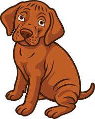 Vizsla Dog Sitting with Head Tilted Expressive Eyes and Floppy Ears