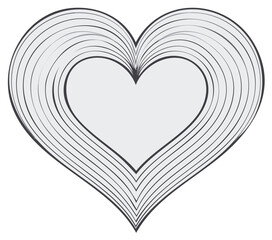 Monochromatic Layered Heart Vector Symbol Representing Love Emotion and Care