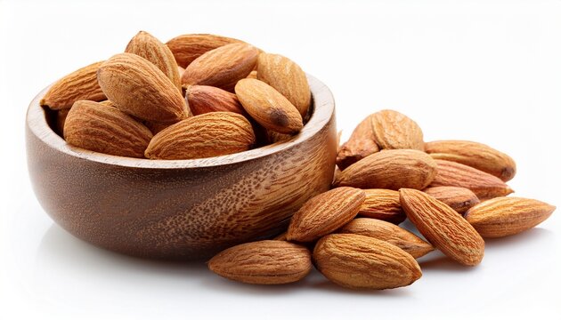 bowl of almonds isolated on white background - Powered by Adobe
