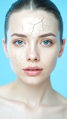 Woman with dry skin, showing cracks