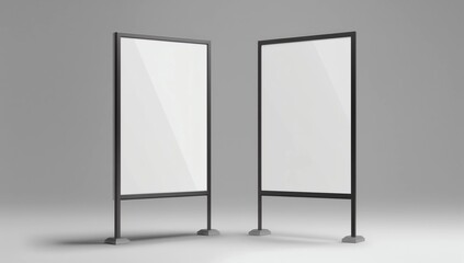 Indoor Pedestal Steel Sign Stand poster banner advertisement Display, Lobby Menu Board. Blank white 3d rendering