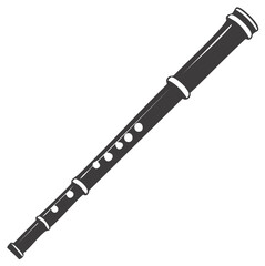 Traditional woodwind flute musical instrument simple black vector icon