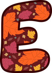 Autumn Fall Leaves Uppercase Alphabet E