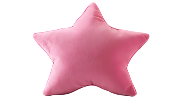 Pink star-shaped pillow Isolated transparent on white background