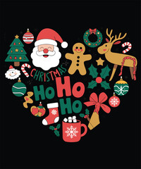Fototapeta premium Christmas Heart Santa Reindeer Gingerbread Art