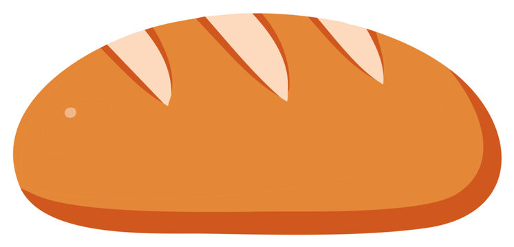 Cartoon loaf of bread with tan crust and scoring, fresh baked breakfast staple