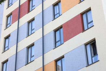 Colorful Apartment Building Facade with Striped Design