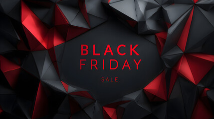 Black Friday sale background with red and black polygon abstract geometric shapes for shopping promotion and holiday discount advertising design
