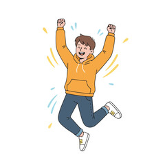 A teenager jumping for happiness