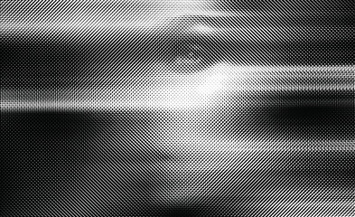 The mysterious look of a faint face emerges from a black and white halftone background, hinting at a hidden identity.