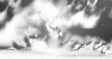 Monochrome halftone cloud texture, abstract grunge vector illustration.