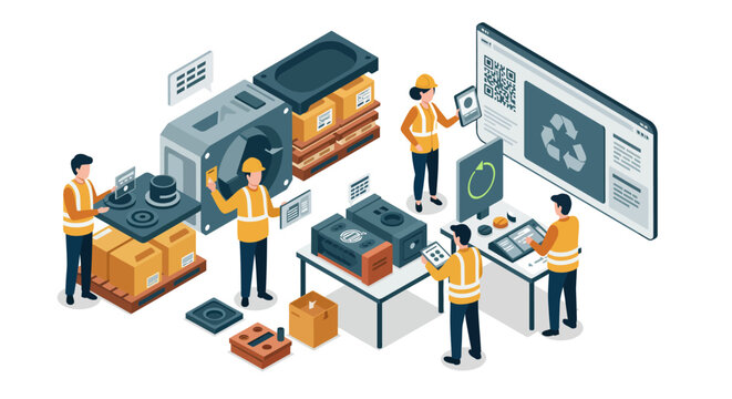 AI-Powered Business Solutions: Isometric Technology Illustration for Data-Driven Innovation
