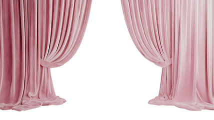 Pink curtains Isolated transparent on white background