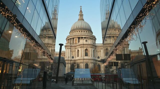 Morning light bathes Saint Paul Cathedral in London with a beautiful glow - United Kingdom