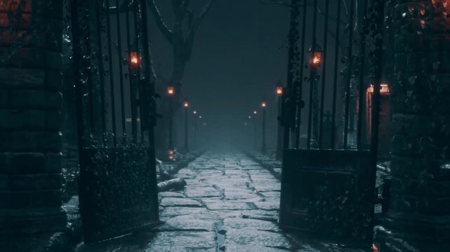 Halloween Foggy Cemetery Horror Scary Video Footage Background