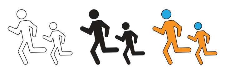 Two-person walking gesture icon set. Simple element illustration. Two-person walking gesture vector icon.