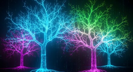 The glowing digital forest an abstract representation of interconnected network technology